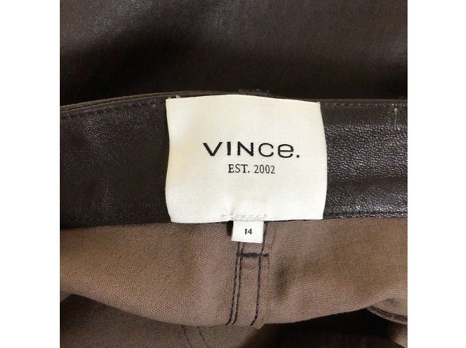 Vince Pantalones con corte de bota de piel de cordero elástica en marrón oscuro - vista 5
