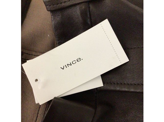 Vince Pantalones con corte de bota de piel de cordero elástica en marrón oscuro - vista 6