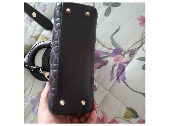 Borsa a mano Christian Dior Lady Dior abc in pelle nera Nero - vista 3