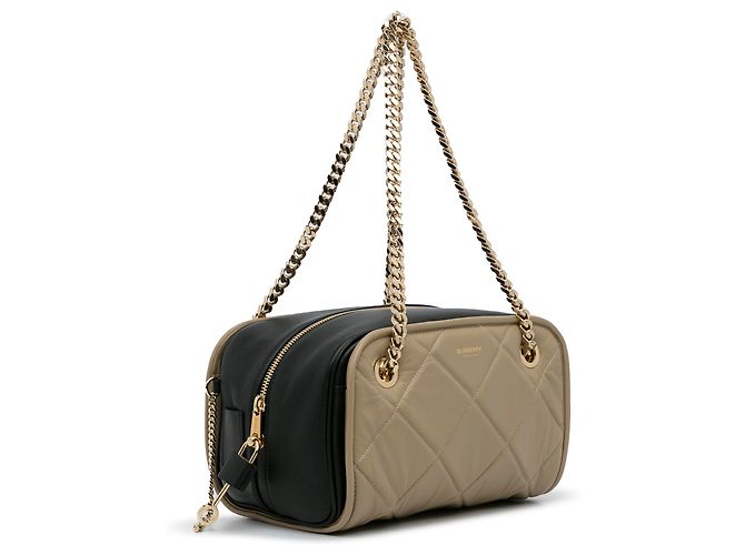 Bolsa de ombro com corrente em cubo acolchoado marrom Burberry Taupe - vista 2
