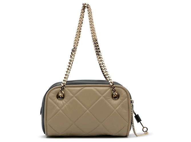 Bolsa de ombro com corrente em cubo acolchoado marrom Burberry Taupe - vista 3