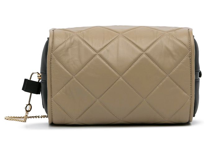Bolsa de ombro com corrente em cubo acolchoado marrom Burberry Taupe - vista 5