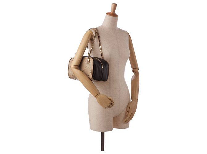 Bolsa de ombro com corrente em cubo acolchoado marrom Burberry Taupe - vista 9