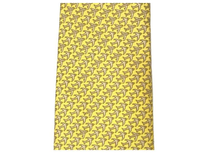 Hermès *** HERMES  allover silk tie Yellow - view 5