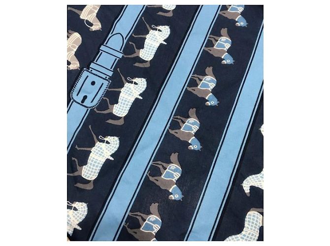 Pañuelo Hermès Losange azul marino algodón - vista 5