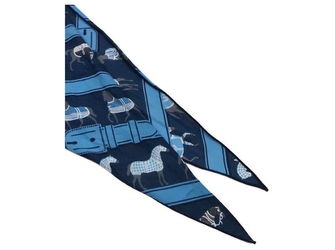 Pañuelo Hermès Losange azul marino algodón - vista 6