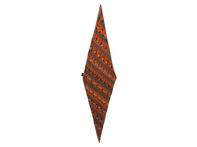 Sciarpa Hermès Losange arancione in cotone - vista 3