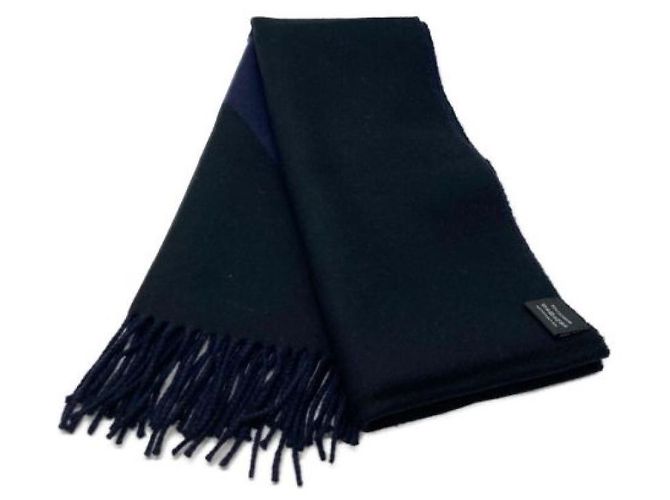 Hermès *** Sciarpa HERMES Kazak Chevron in cashmere Blu navy - vista 2