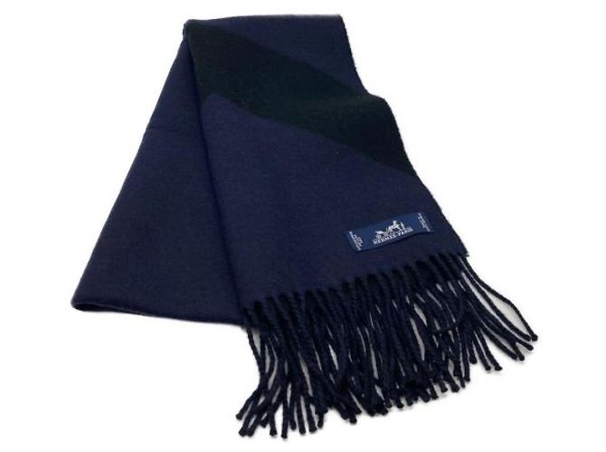 Hermès *** Sciarpa HERMES Kazak Chevron in cashmere Blu navy - vista 3