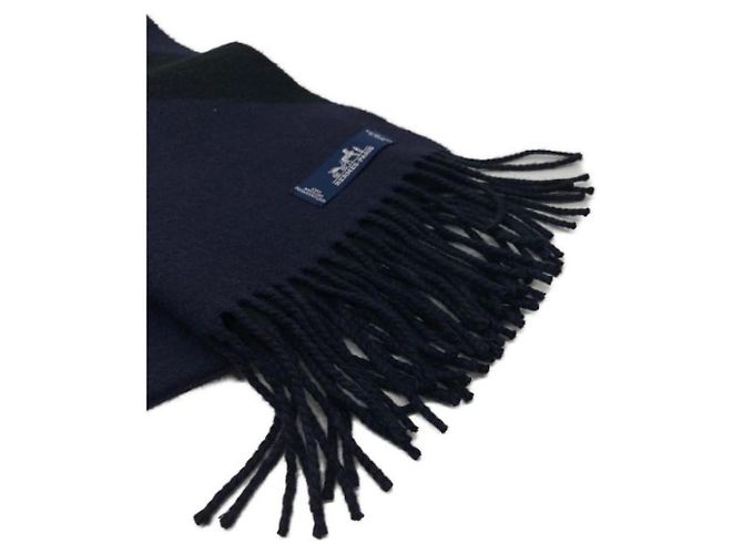 Hermès *** Sciarpa HERMES Kazak Chevron in cashmere Blu navy - vista 4