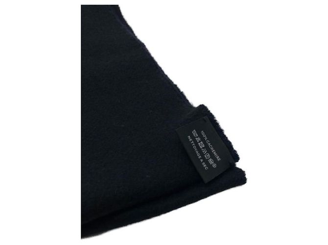 Hermès *** Sciarpa HERMES Kazak Chevron in cashmere Blu navy - vista 5