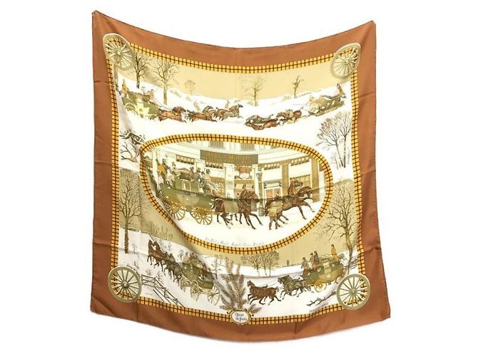 Bufanda de seda Hermès marrón Castaño - vista 2