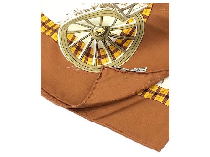 Bufanda de seda Hermès marrón Castaño - vista 5