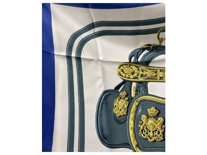 Hermès ***HERMES Kare90/Seidentuch Weiß Blau - Ansicht 4