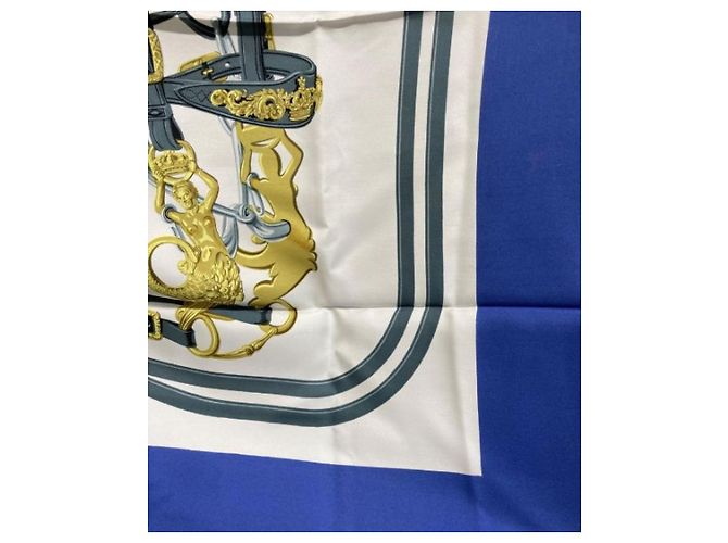 Hermès ***HERMES Kare90/Seidentuch Weiß Blau - Ansicht 6