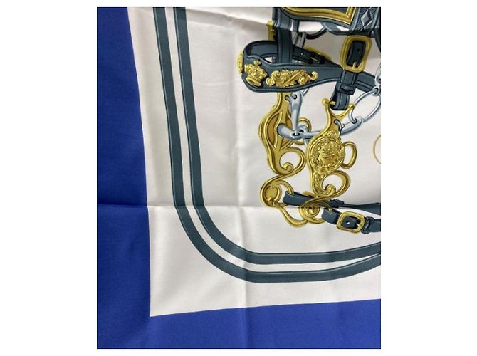 Hermès ***HERMES Kare90/Seidentuch Weiß Blau - Ansicht 7
