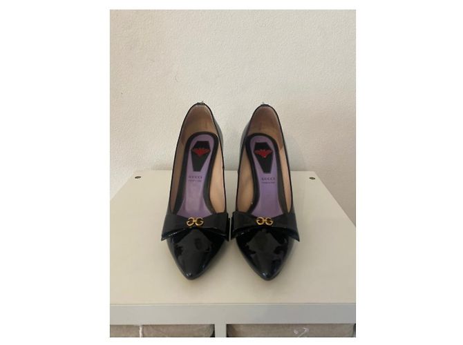 Décolleté Gucci in vernice nera Nero - vista 3