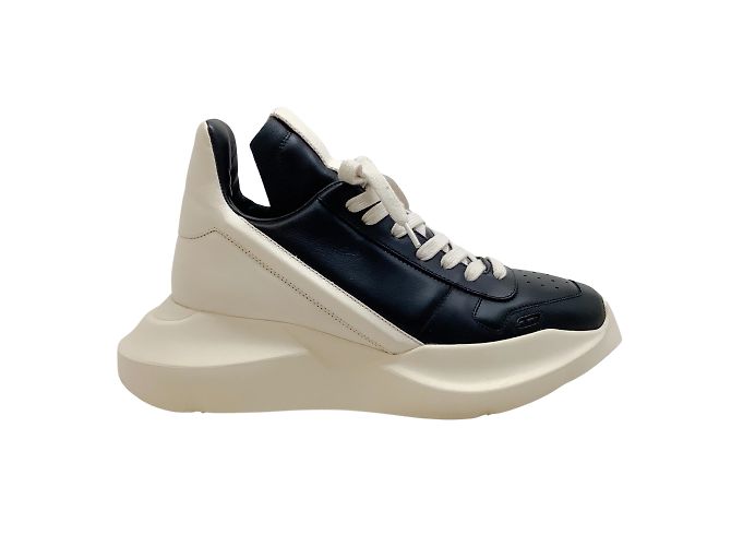Rick Owens Noir / Baskets Geth Runner en cuir de lait - vue 2