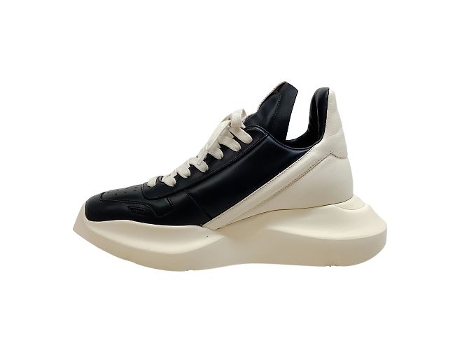 Rick Owens Noir / Baskets Geth Runner en cuir de lait - vue 3