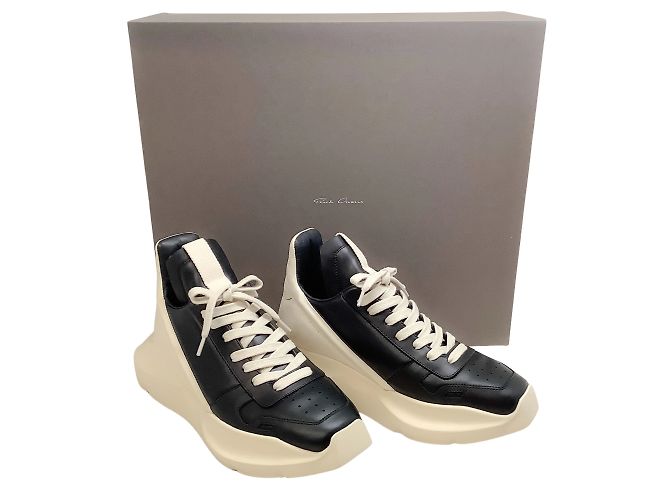 Rick Owens Noir / Baskets Geth Runner en cuir de lait - vue 6