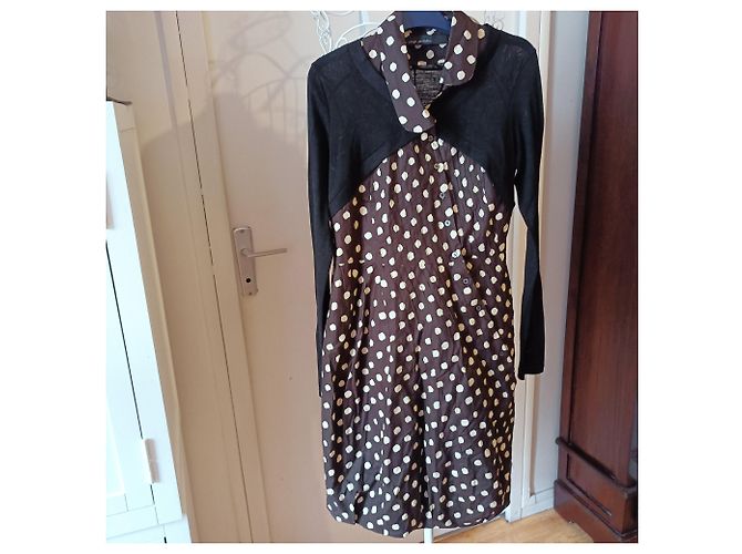 Vestido de lunares marrón One step de algodón - vista 2