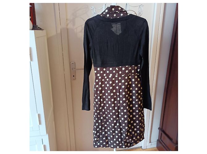 Vestido de lunares marrón One step de algodón - vista 3