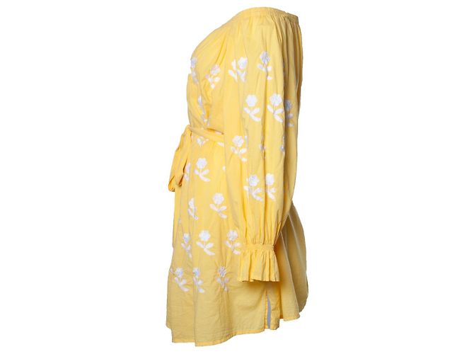 Autre Marque once de marzo, Vestido midi bordado en amarillo - vista 2