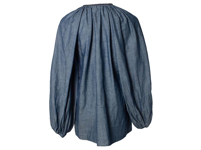Autre Marque Feonia, camicetta blu con maniche a palloncino - vista 3