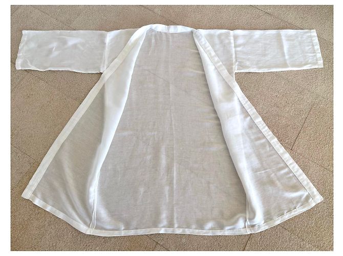 Autre Marque Die Kimono- oder Jacket-Tragetasche 3/4 Weißes Leinen T.38 Plattform - Ansicht 2