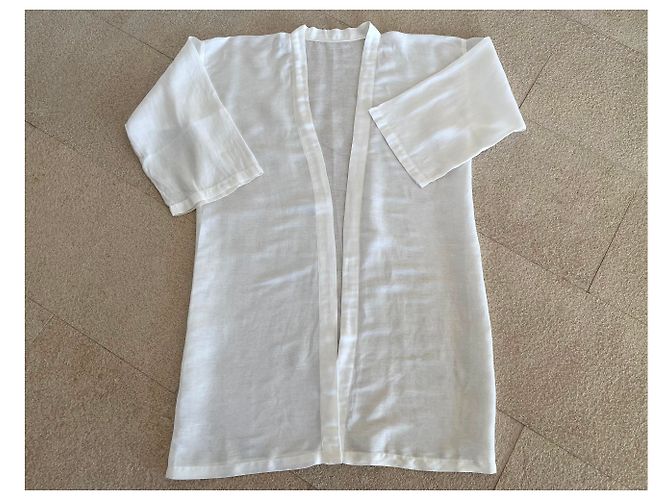 Autre Marque Die Kimono- oder Jacket-Tragetasche 3/4 Weißes Leinen T.38 Plattform - Ansicht 10