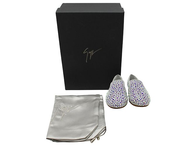 Pantofole da fumo con borchie Giuseppe Zanotti in camoscio grigio - vista 2