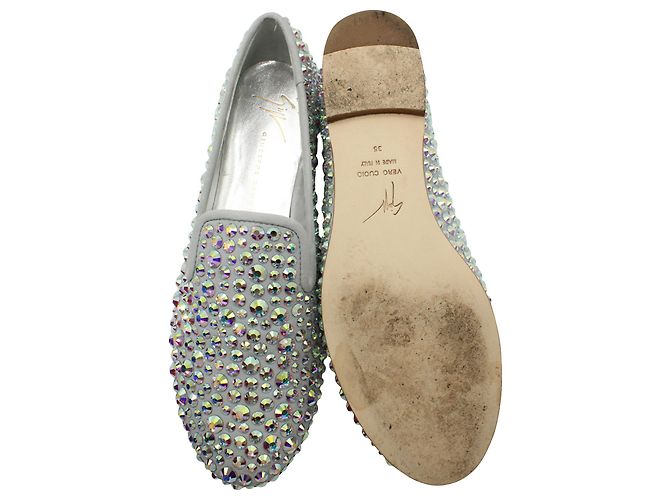 Pantofole da fumo con borchie Giuseppe Zanotti in camoscio grigio - vista 7