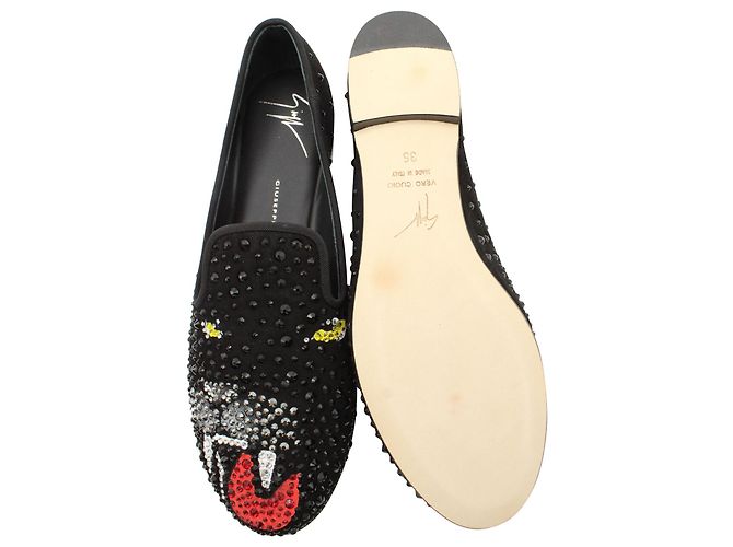 Mocassini decorati con pantera Giuseppe Zanotti in pelle scamosciata nera Nero - vista 7