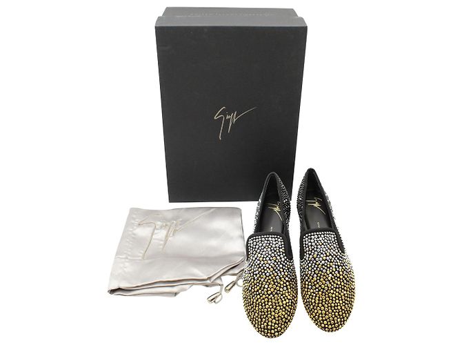 Pantofole da fumo con borchie Giuseppe Zanotti in camoscio nero - vista 2