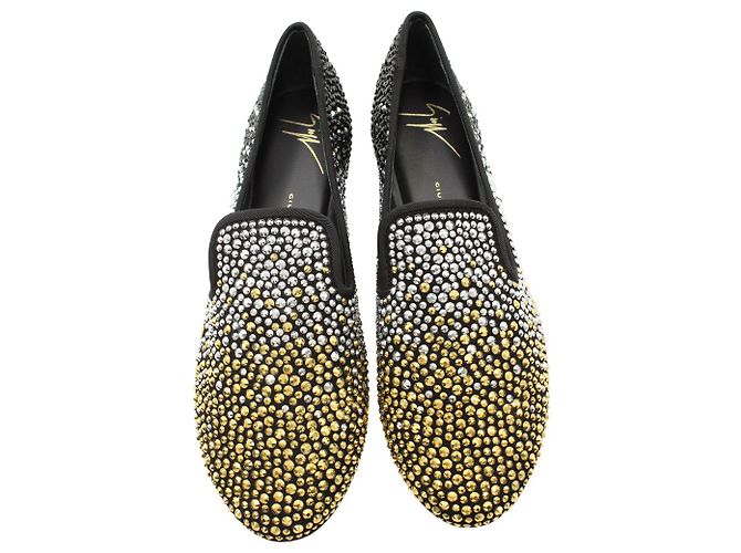 Pantofole da fumo con borchie Giuseppe Zanotti in camoscio nero - vista 3
