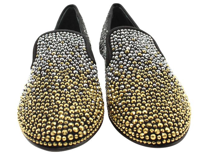 Pantofole da fumo con borchie Giuseppe Zanotti in camoscio nero - vista 4
