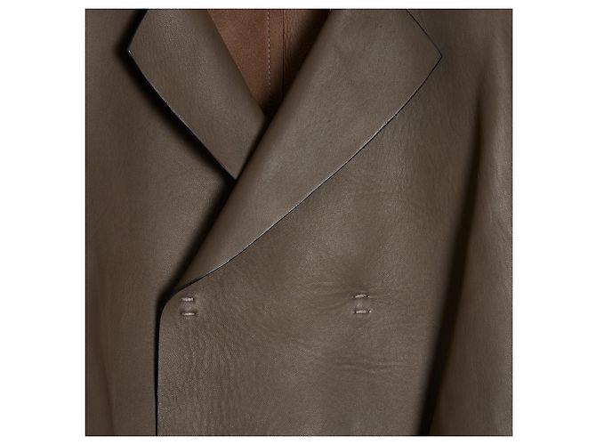 Marni Khaki Brown Crop Leather Jacket Fr38 New - view 3