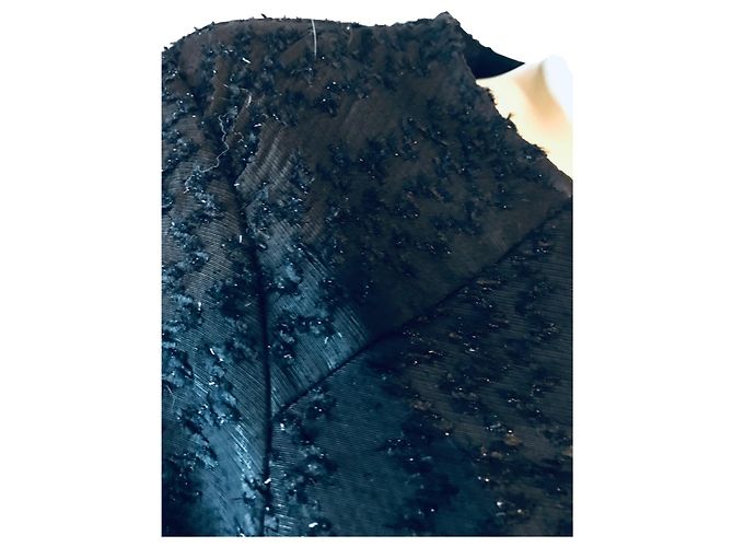 Top Maje con paillettes nero a maniche corte - vista 2