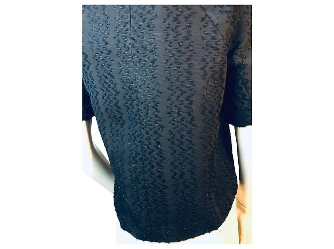 Top Maje con paillettes nero a maniche corte - vista 4