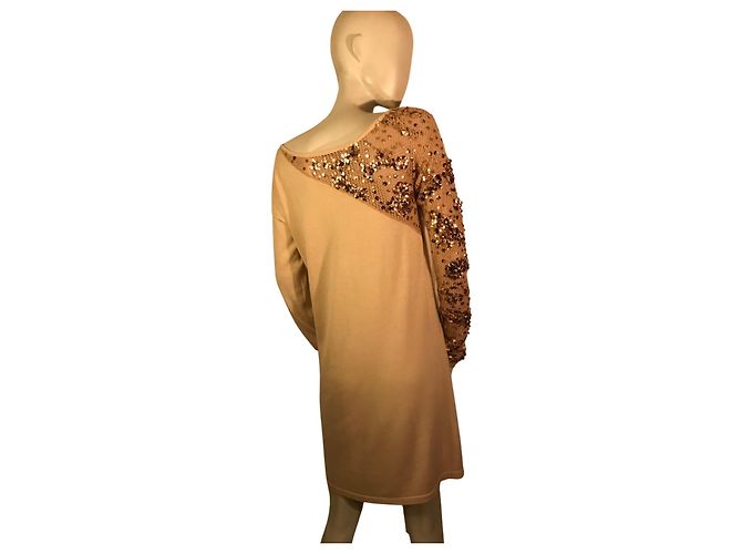 Pinko-Pulloverkleid mit Pailletten Beige - Ansicht 3