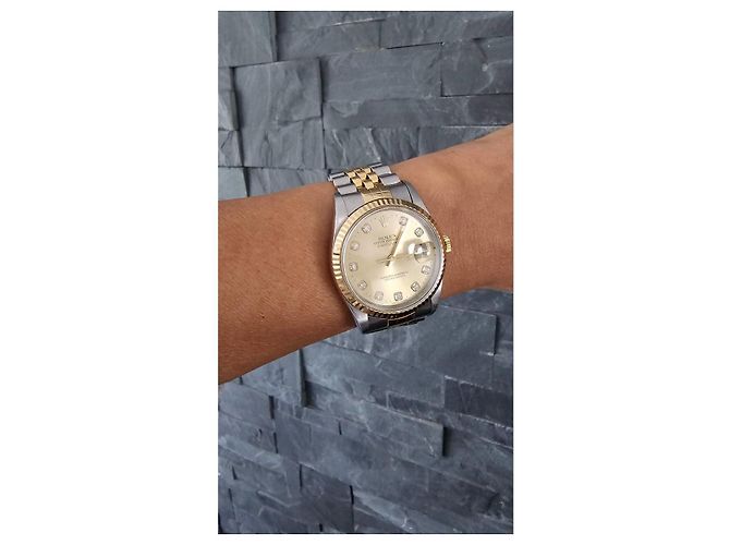 Rolex Datejust Oyster Perpetual 36mm Oro e Acciaio Diamanti Gold hardware - vista 4