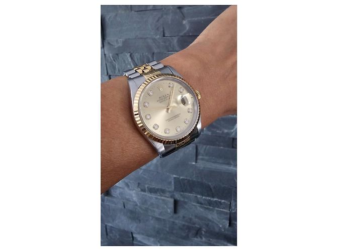 Rolex Datejust Oyster Perpetual 36mm Oro e Acciaio Diamanti Gold hardware - vista 5