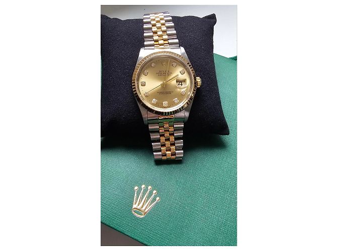 Rolex Datejust Oyster Perpetual 36mm Oro e Acciaio Diamanti Gold hardware - vista 2