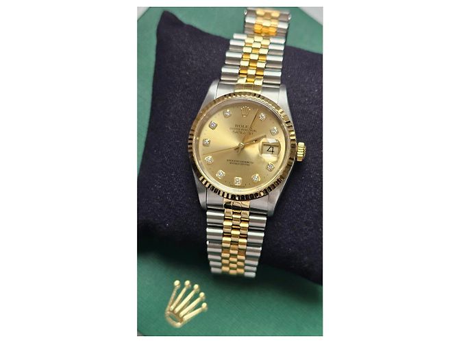 Rolex Datejust Oyster Perpetual 36mm Oro e Acciaio Diamanti Gold hardware - vista 3