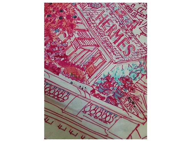 Hermès Carré Gavroche "Un Jardin sur le Toit" di Pierre Dumas Rosa Bianco sporco - vista 11