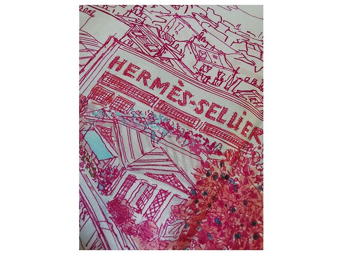 Hermès Carré Gavroche "Un Jardin sur le Toit" di Pierre Dumas Rosa Bianco sporco - vista 12
