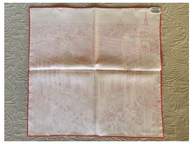 Hermès Carré Gavroche "Un Jardin sur le Toit" di Pierre Dumas Rosa Bianco sporco - vista 14