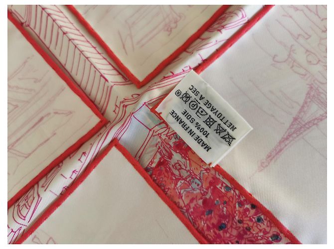 Hermès Carré Gavroche "Un Jardin sur le Toit" di Pierre Dumas Rosa Bianco sporco - vista 4