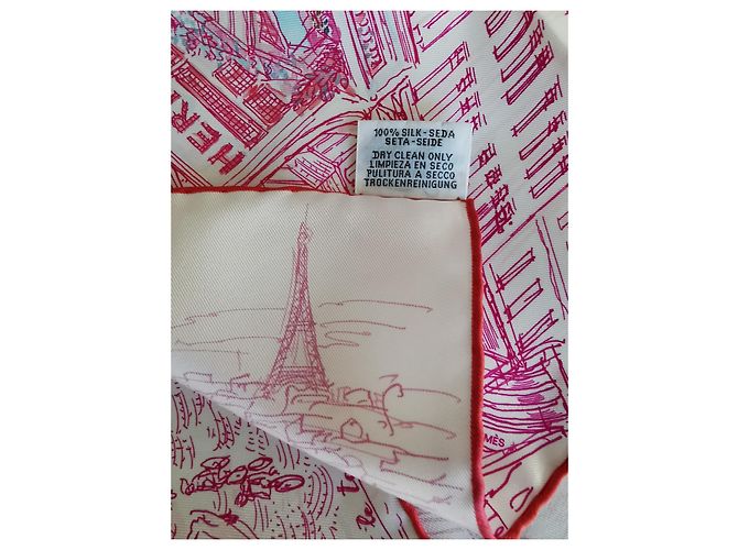 Hermès Carré Gavroche "Un Jardin sur le Toit" di Pierre Dumas Rosa Bianco sporco - vista 6