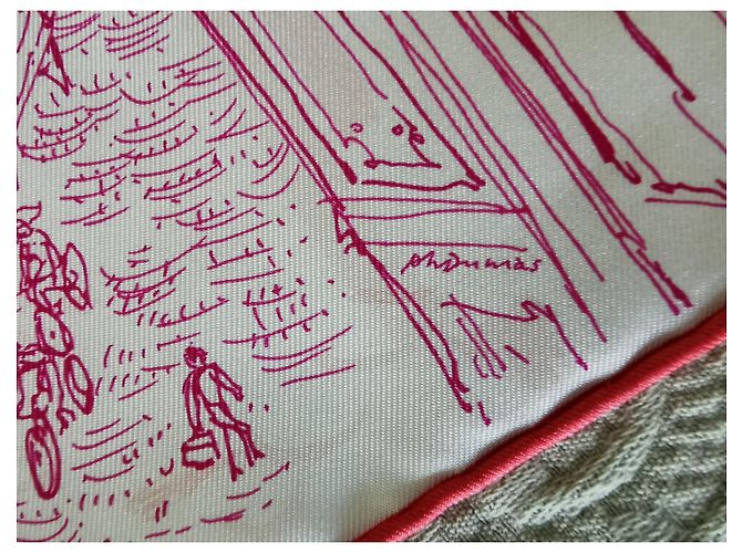 Hermès Carré Gavroche "Un Jardin sur le Toit" di Pierre Dumas Rosa Bianco sporco - vista 9